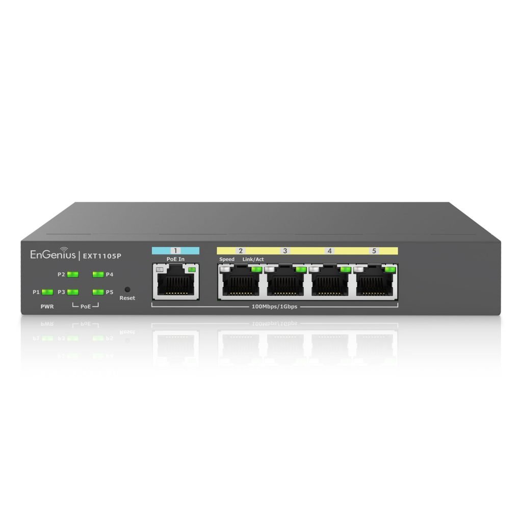 Cloud Managed 5-Port Gigabit PoE+ Switch Extender w/ up to 60W Budget